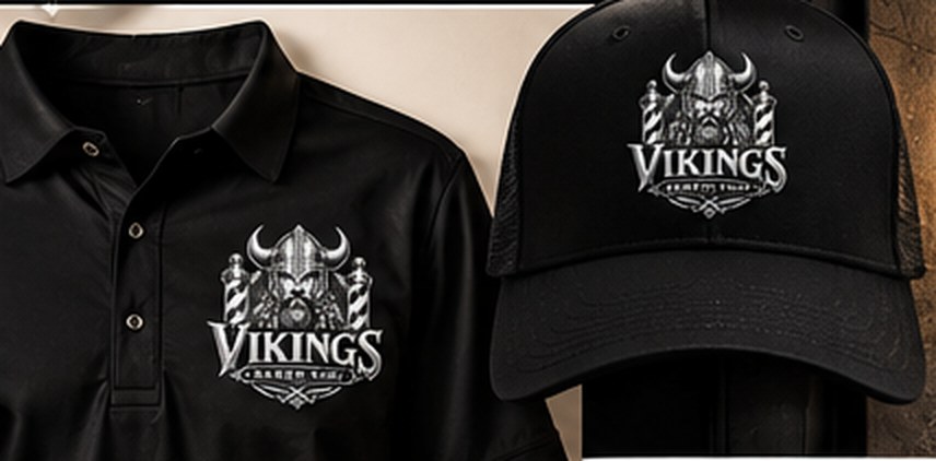 Black Vikings polo shirt and cap with the logo